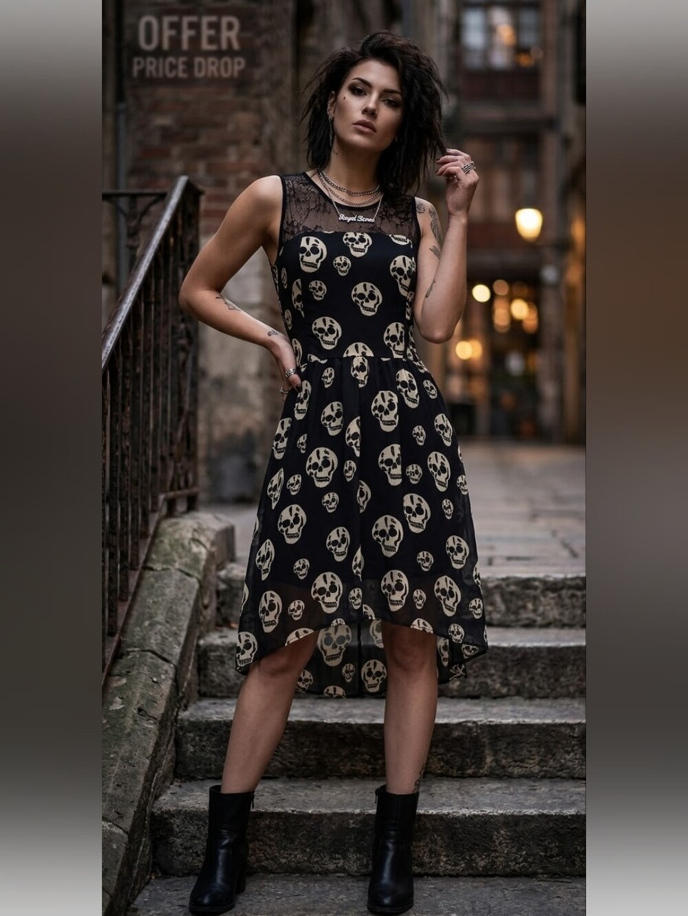 Royal Bones Chiffon Skull Dress